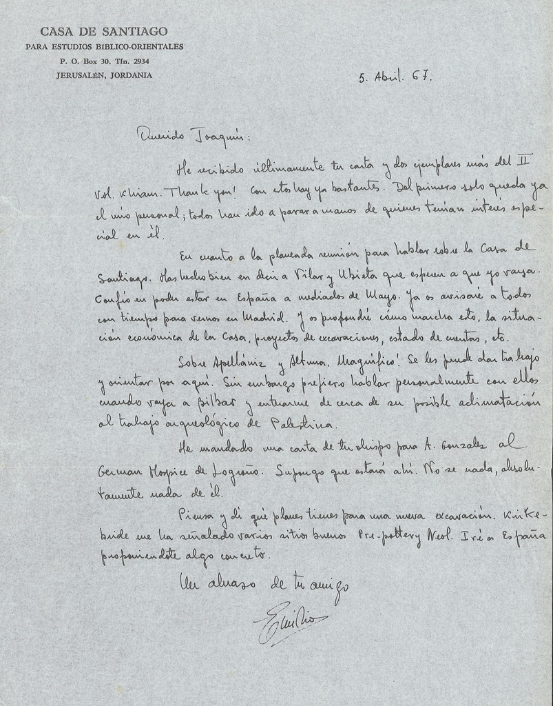 Carta de Emilio Olávarri a Joaquín González Echegaray